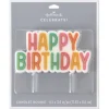 Gold and Pastel Lettering Happy Birthday Candle