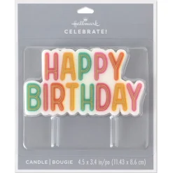 Gold and Pastel Lettering Happy Birthday Candle