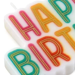 Gold and Pastel Lettering Happy Birthday Candle