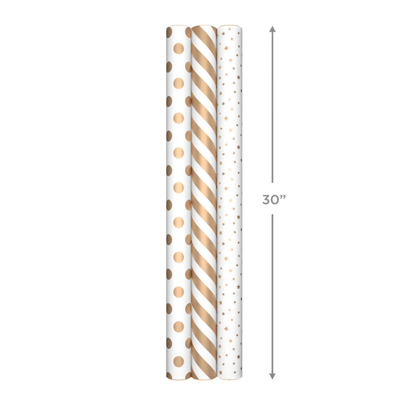 Gold and White 3-Pack Wrapping Paper, 105 sq. ft. total