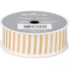 1" Gold and White Stripe Grosgrain Ribbon, 12.9'