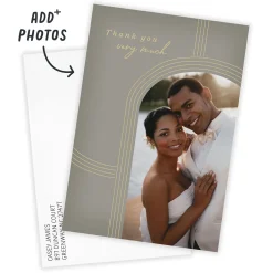 Gold Arches on Gray Wedding Thank-You Card