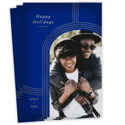 Gold Arch on Blue Holiday Photo Card
