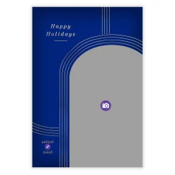 Gold Arch on Blue Holiday Photo Card