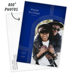 Gold Arch on Blue Holiday Photo Card