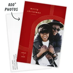 Gold Arch on Red Flat Christmas Photo Card