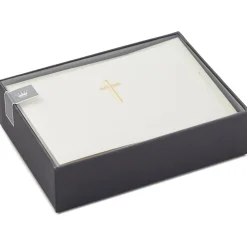 Gold Cross Religious Note Cards, Box of 20