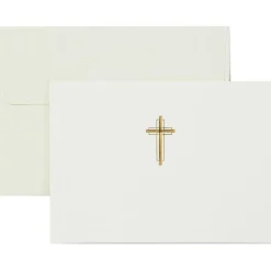 Gold Cross Religious Note Cards, Box of 20