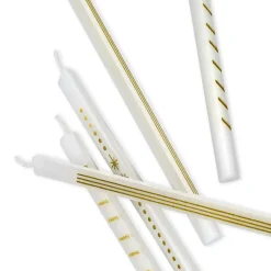 Gold Designs on Ivory Tall Triangular Birthday Candles, Pack of 6