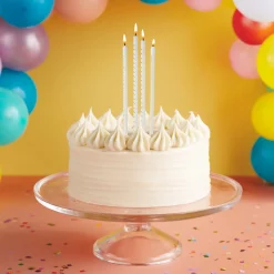 Gold Designs on Ivory Tall Triangular Birthday Candles, Pack of 6
