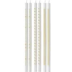Gold Designs on Ivory Tall Triangular Birthday Candles, Pack of 6