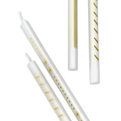 Gold Designs on Ivory Tall Triangular Birthday Candles, Pack of 6