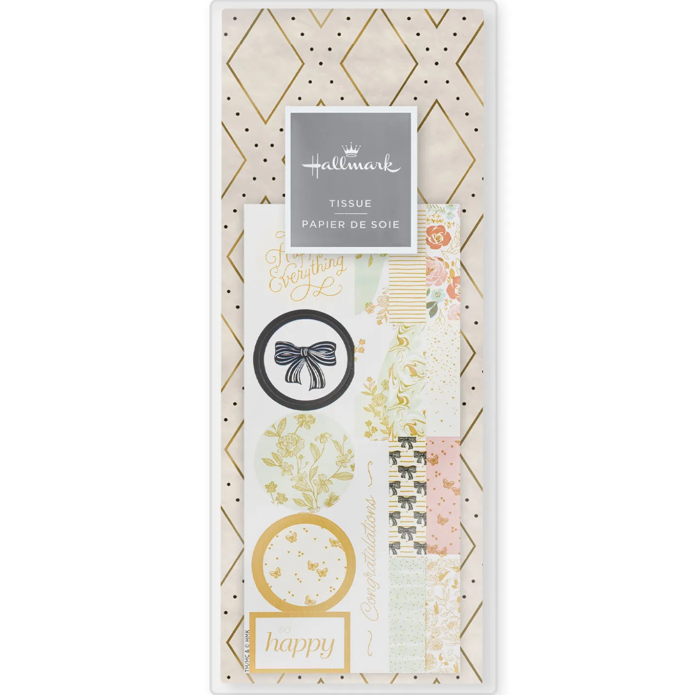 Gold Diamonds on Cream Tissue Paper Wrapping Kit