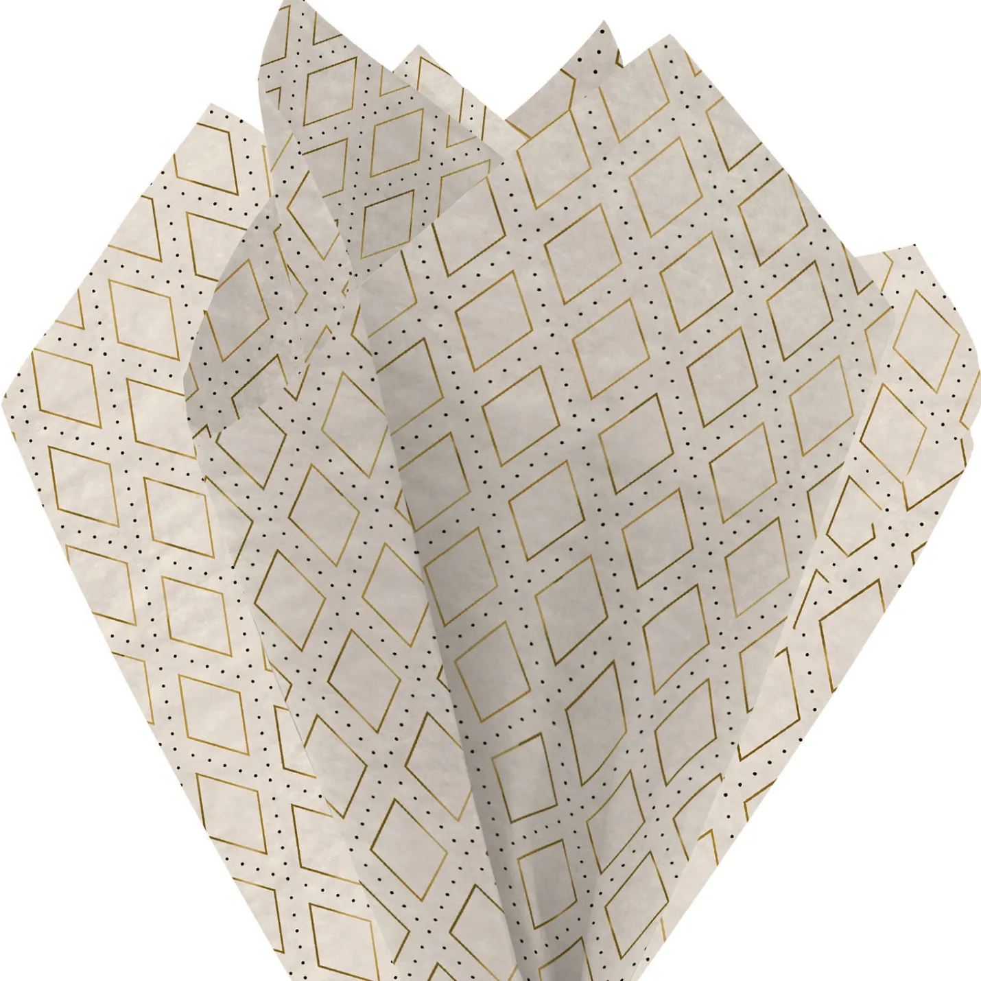 Gold Diamonds on Cream Tissue Paper Wrapping Kit