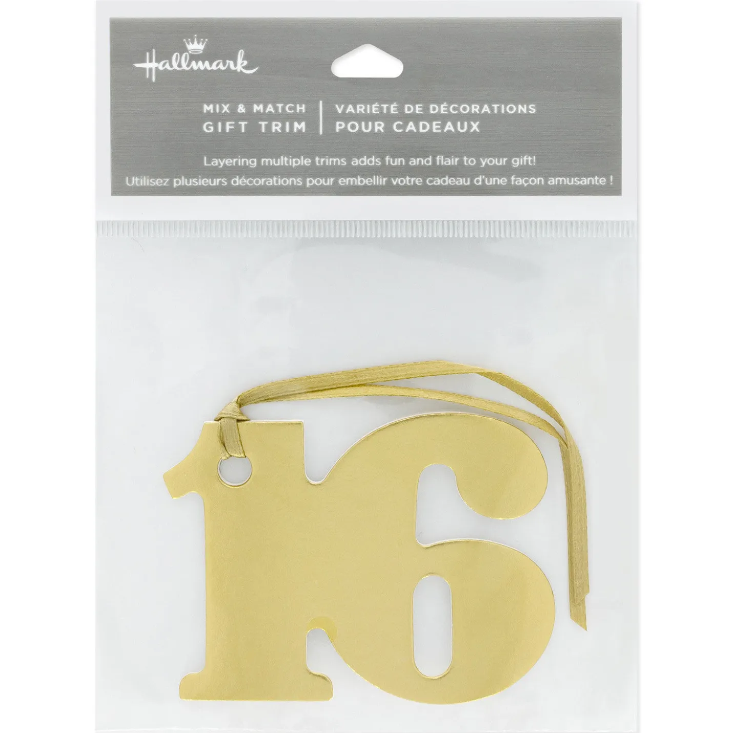 Gold "16" Die-Cut Gift Trim