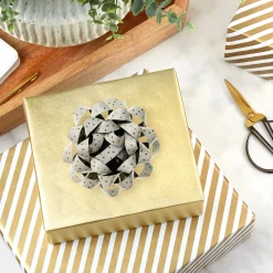 4.6" Gold Dots on Cream Gift Bow