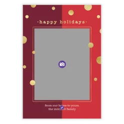 Gold Dots on Red Flat Holiday Photo Card