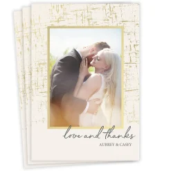 Golden Birch Flat Wedding Thank You Photo Card