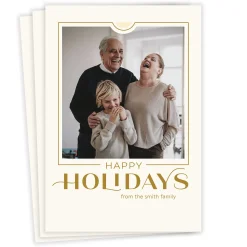 Golden Happy Flat Holiday Photo Card