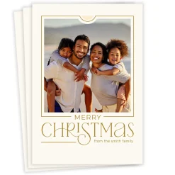 Golden Merry Flat Christmas Photo Card