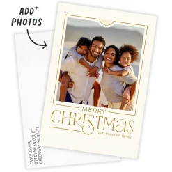 Golden Merry Flat Christmas Photo Card