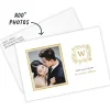 Golden Monogram Flat Wedding Thank You Photo Card