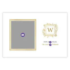 Golden Monogram Flat Wedding Thank You Photo Card