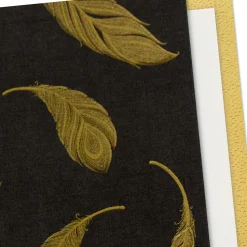 Gold Feathers on Black Blank Card