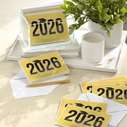 2026 Gold Foil and Black Graduation Thank You Notes, Pack of 40