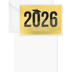 2026 Gold Foil and Black Graduation Thank You Notes, Pack of 40