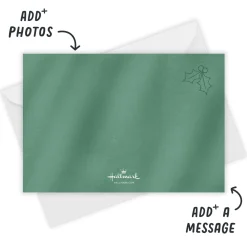 Gold Garland on Green Flat Holiday Photo Card