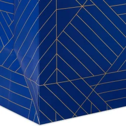 13" Gold Geometric on Navy Blue Large Gift Bag