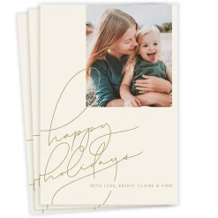 Gold Hand Lettering Flat Holiday Photo Card