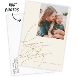 Gold Hand Lettering Flat Holiday Photo Card