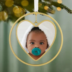 Gold Heart Metal Personalized Ornament, Custom Photo