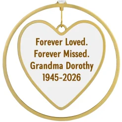 Gold Heart Metal Personalized Ornament, Custom Text