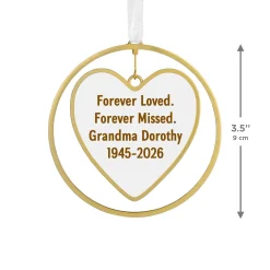 Gold Heart Metal Personalized Ornament, Custom Text