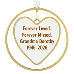 Gold Heart Metal Personalized Ornament, Custom Text
