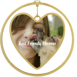 Gold Heart Metal Personalized Ornament, Custom Photo and Text