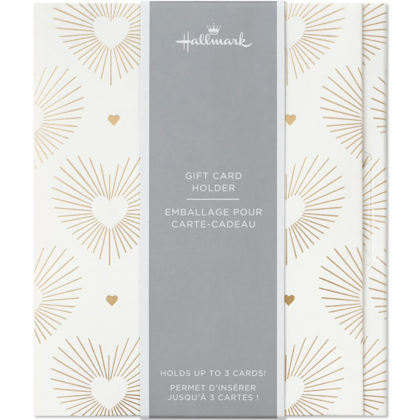 4.6" Gold Hearts on White Gift Card Holder Box
