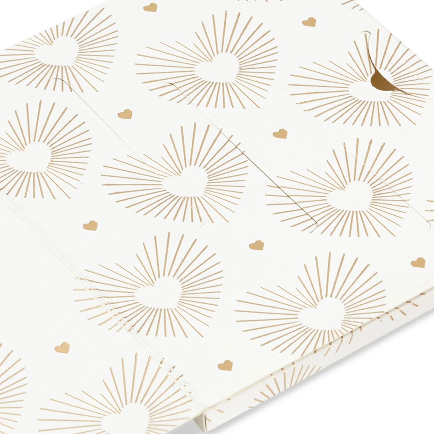 4.6" Gold Hearts on White Gift Card Holder Box