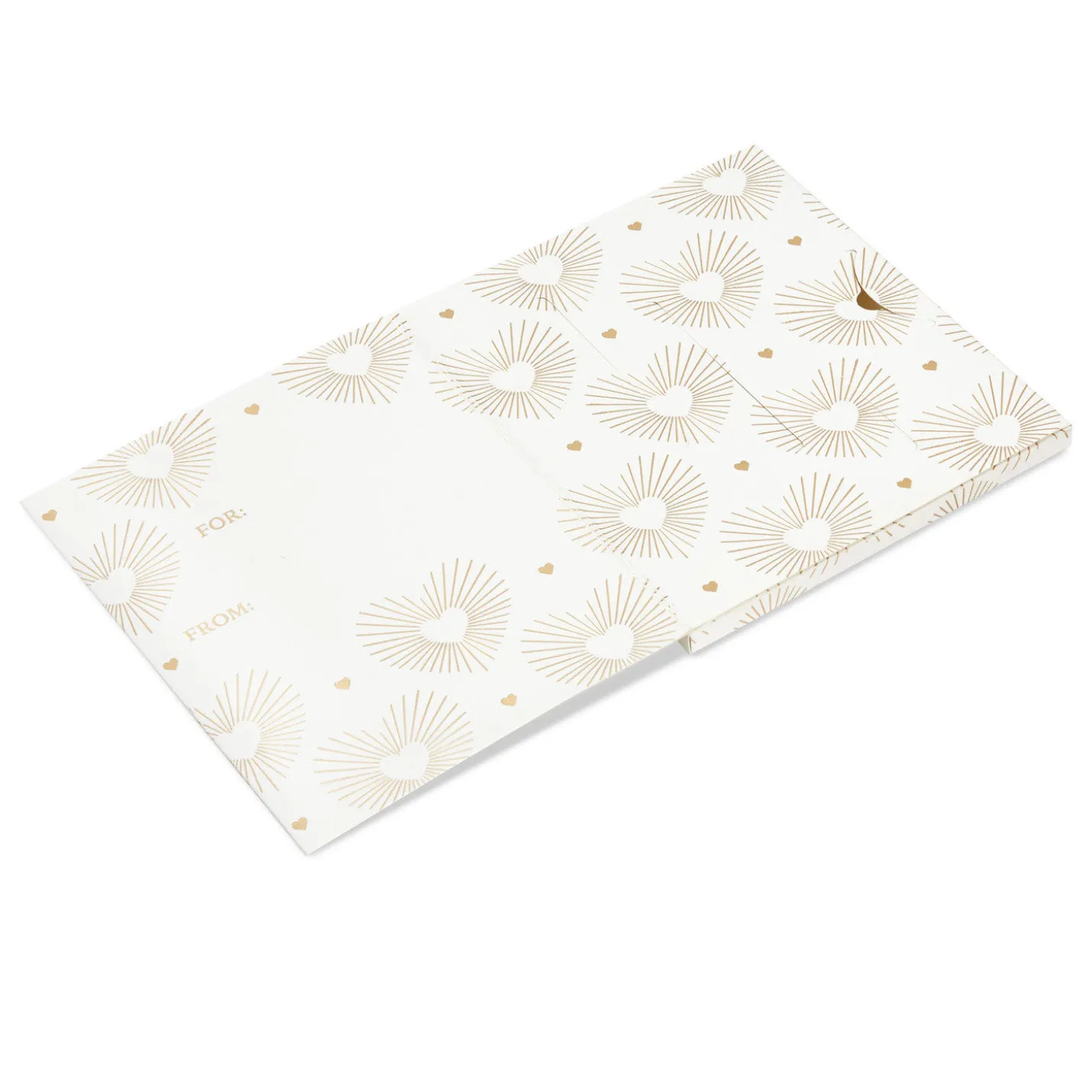 4.6" Gold Hearts on White Gift Card Holder Box