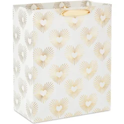 13" Gold Hearts on White Large Gift Bag