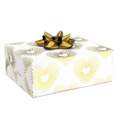 Gold Hearts on White Wrapping Paper, 15 sq. ft.