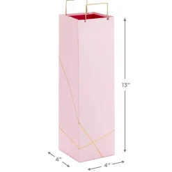 13" Gold Lines on Light Pink Wine Gift Bag