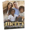 Gold Merry Flat Christmas Photo Card
