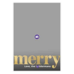 Gold Merry Flat Christmas Photo Card