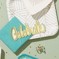 Gold Metallic "Celebrate" Birthday Candle