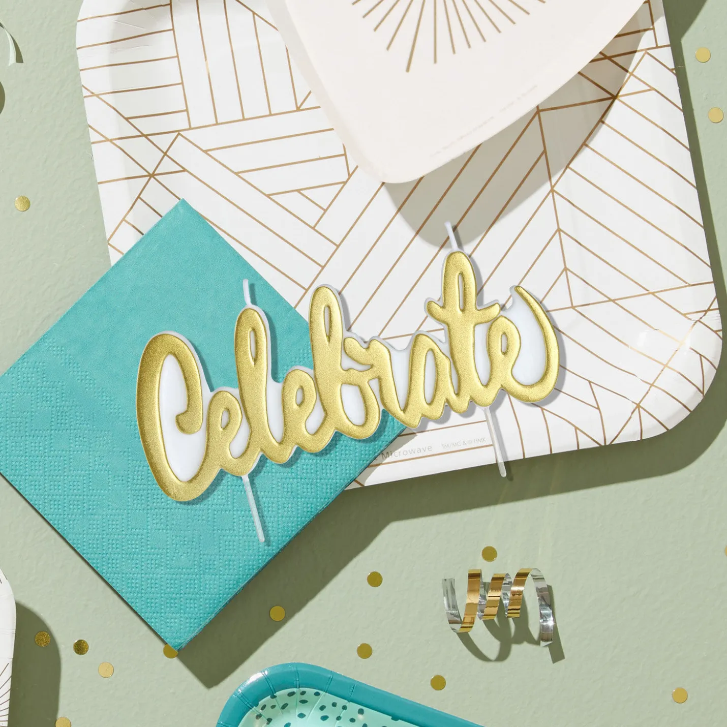 Gold Metallic "Celebrate" Birthday Candle