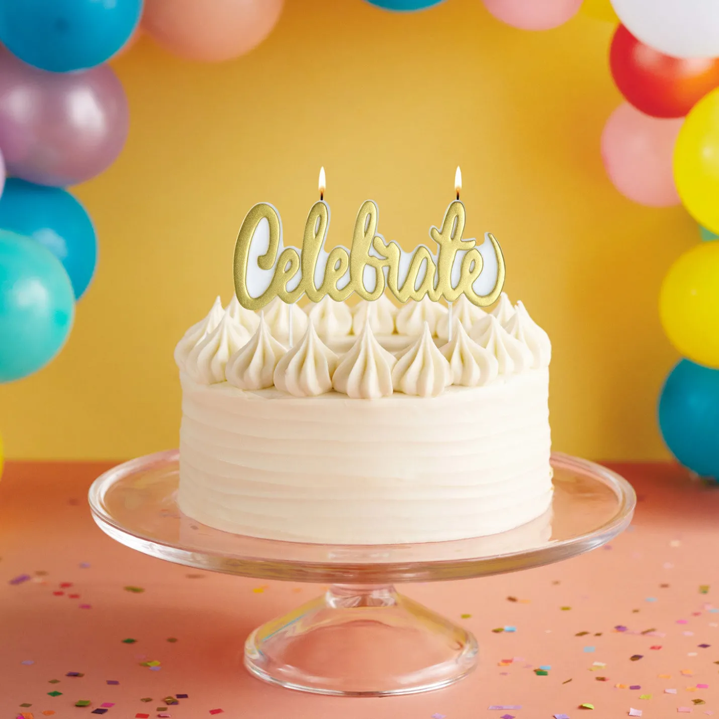 Gold Metallic "Celebrate" Birthday Candle